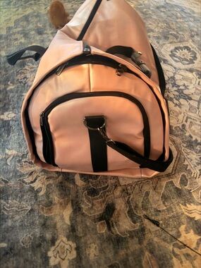 Blush Pink Women’s Travel Duffle Bag with Black Trim